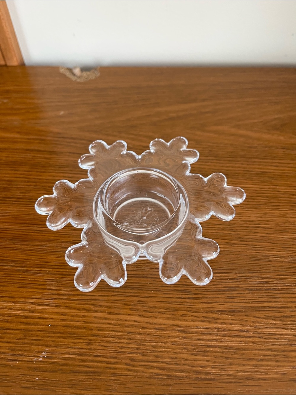 Clear Glass Snowflake Tealight Holder